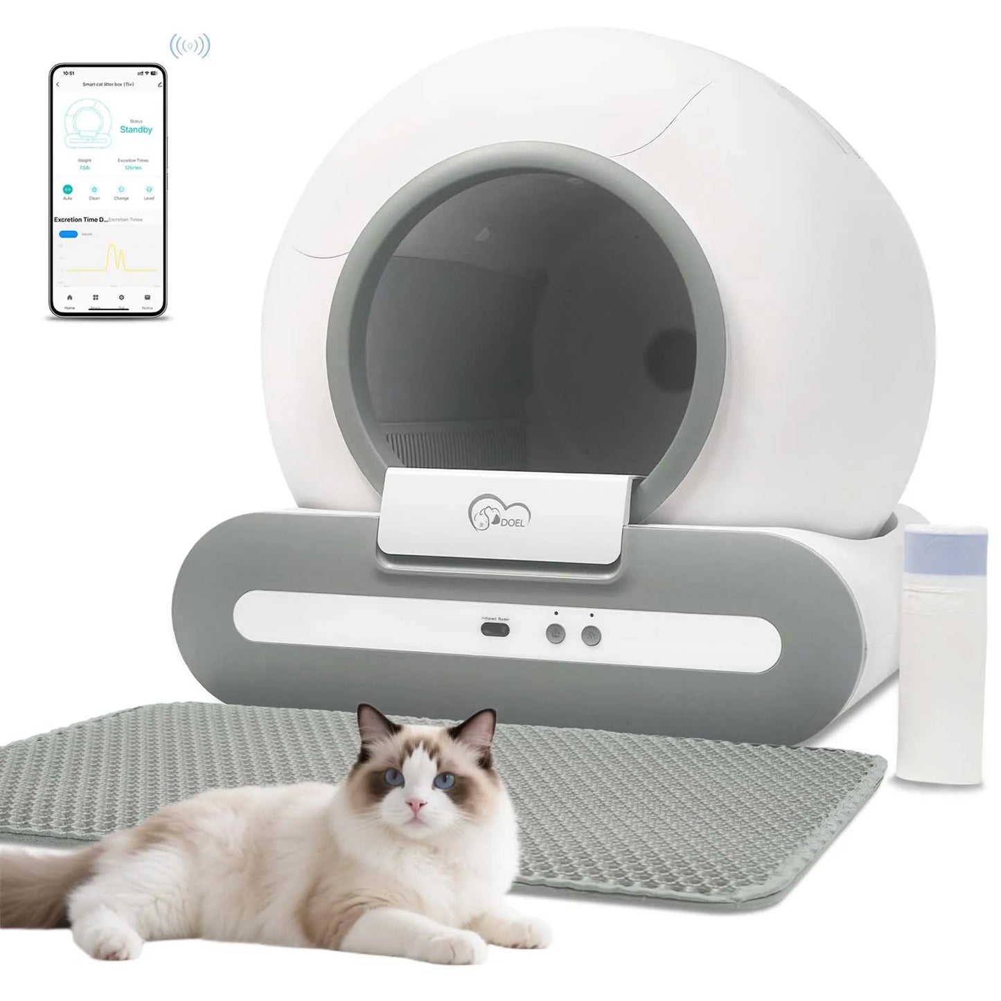 DOEL 65L Smart Self-Cleaning Litter Box