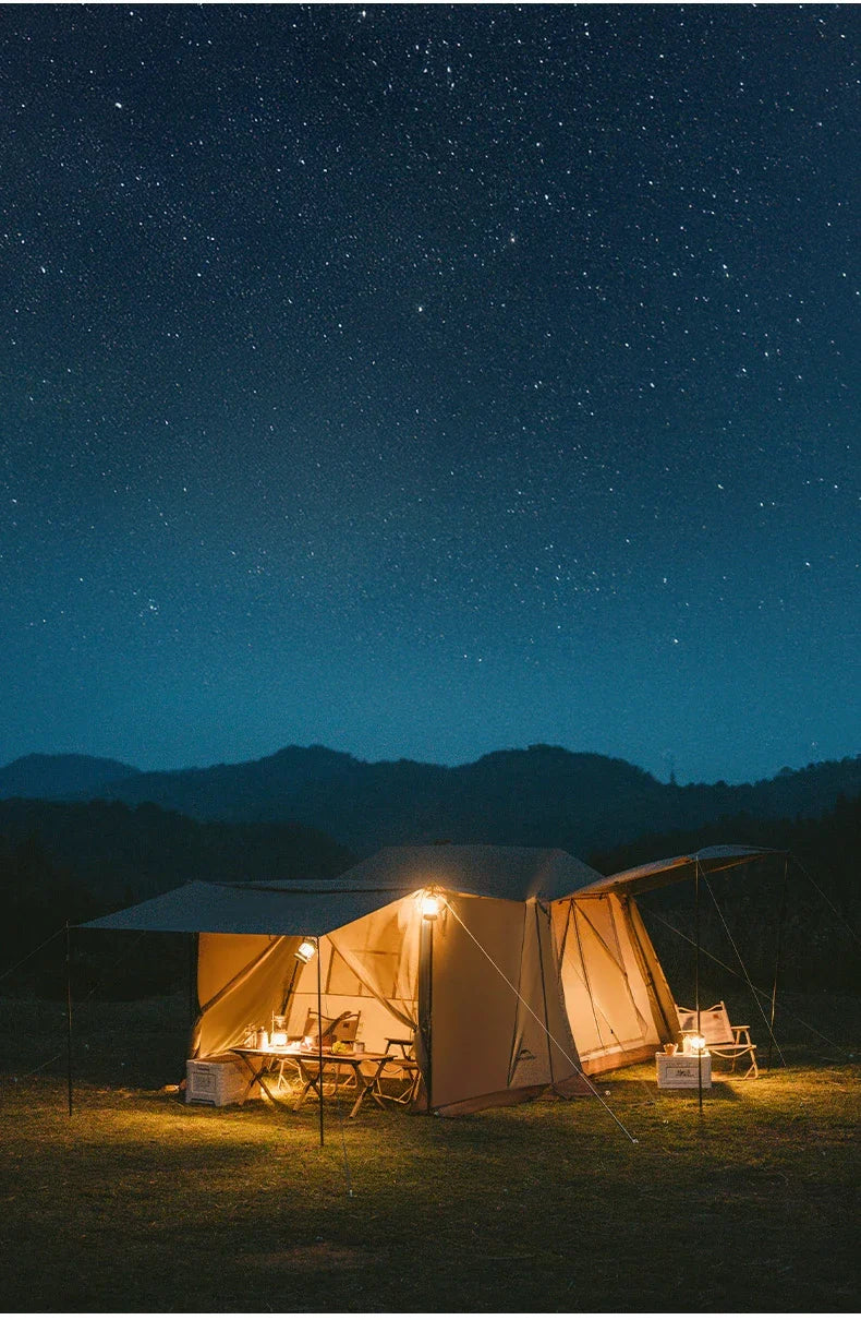 PRE-ORDER Naturehike VILLAGE 6.0 Gen 2 Flagship Edition Fast Automatic Cabin Tent Ti Black Coated Sunscreen Large 15m² Use Space 4 Person Waterproof