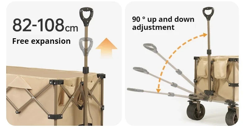 Naturehike Multi-Terrain Gathering Cart Multifunction Foldable Camping Trolley Large Capacity Outdoor Cart Wagon Collapsible 360°