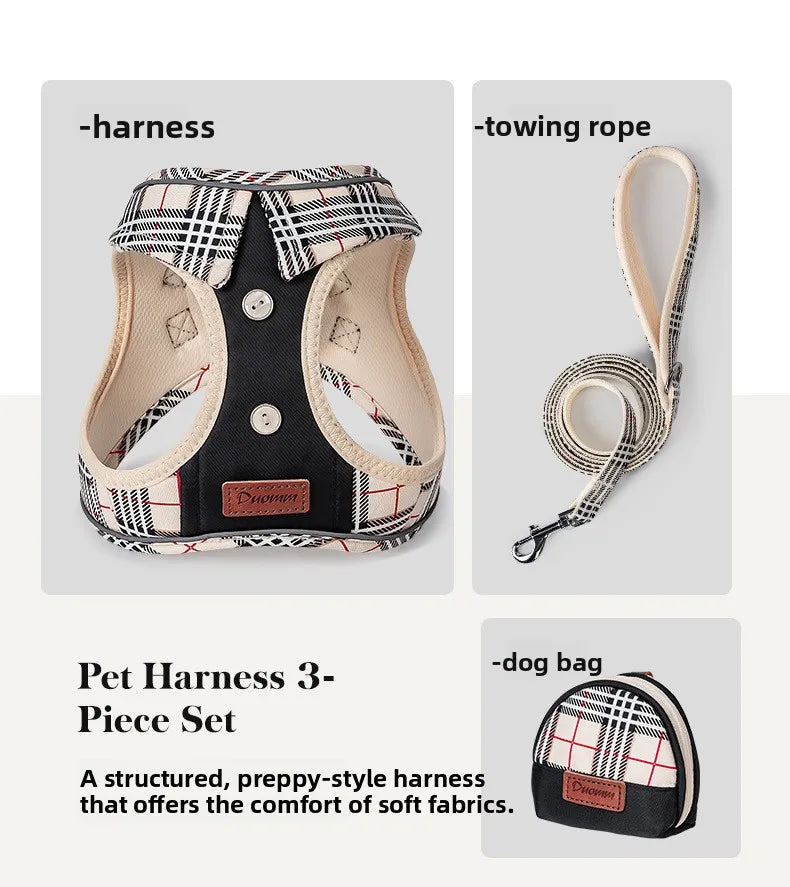 British-Style Dog Harness Set (3-Piece)