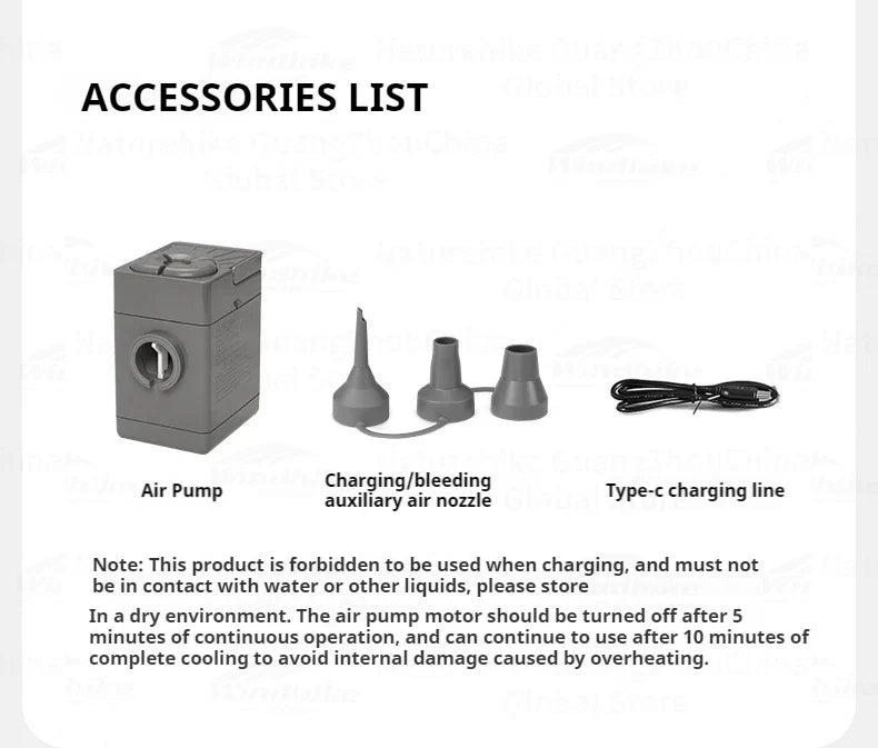 Naturehike Inflatable Bed With Build-in Air Pump Portable Lightweight 1-3 Persons Camping Luxury Sleeping Bed PVC Inflatable Thicken Pad Travel