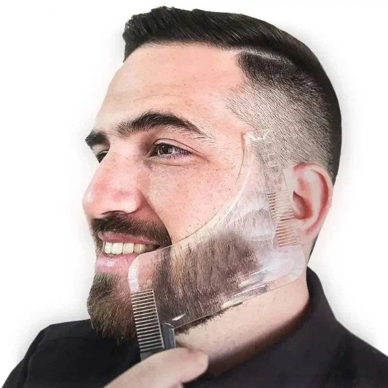 Beard Styling Shaping Template Comb Barber Tool Symmetry Trimming Shaper Stencil Beard Hair Brush Stencil Salon Styling Tools