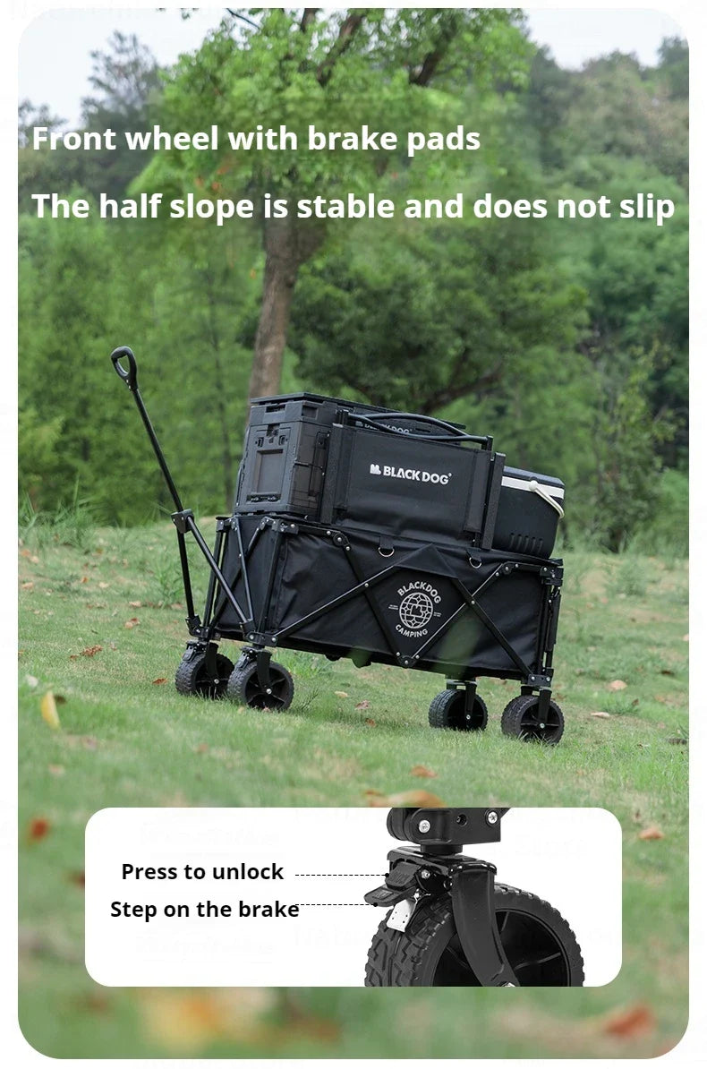 BLACKDOG Mountain Shadow Plus Camping Cart Portable Folding Cart With Brake Wheels Detachable Large Capacity Utility Wagon Outdoor Collapsible Trolley