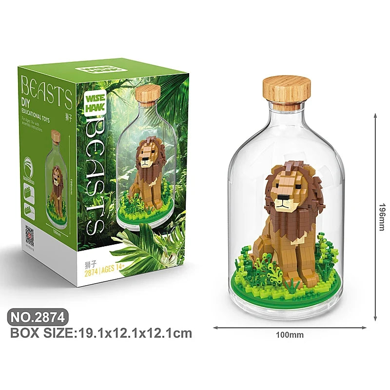 Creative Children's Building Blocks Set - Flamingo & Seahorse Educational Toys in Bottled Design