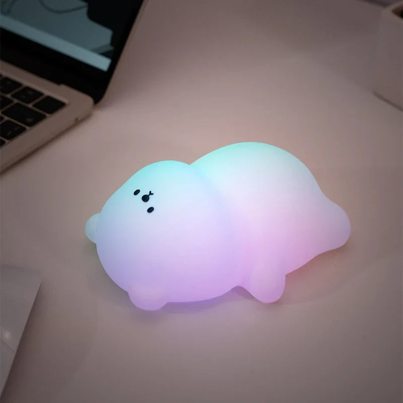Panda LED Night Light - Cute USB Rechargeable Touch Lamp for Kids' Bedroom with Timer Function