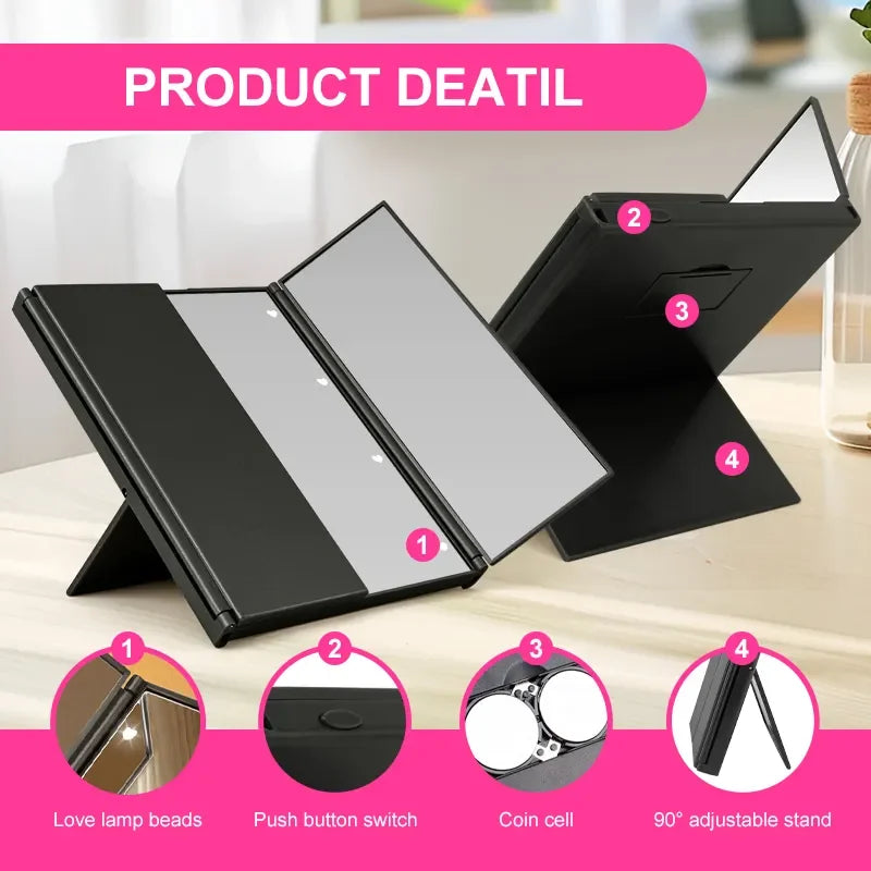 Compact Makeup Mirror – Portable LED Folding Vanity Mirror for Travel  ✅