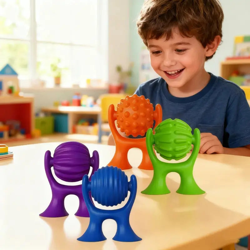 2PCS Sensory Silicone Fidget Toys with Spinning Suction Cups for Anxiety Relief