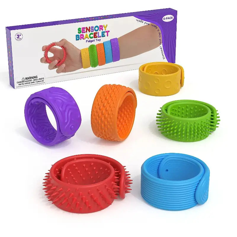 Sensory Slap Bracelets Fidget Toys - 6 Pack Stress Relief for Kids & Adults, Ideal for Autism, ADHD & Anxiety Management