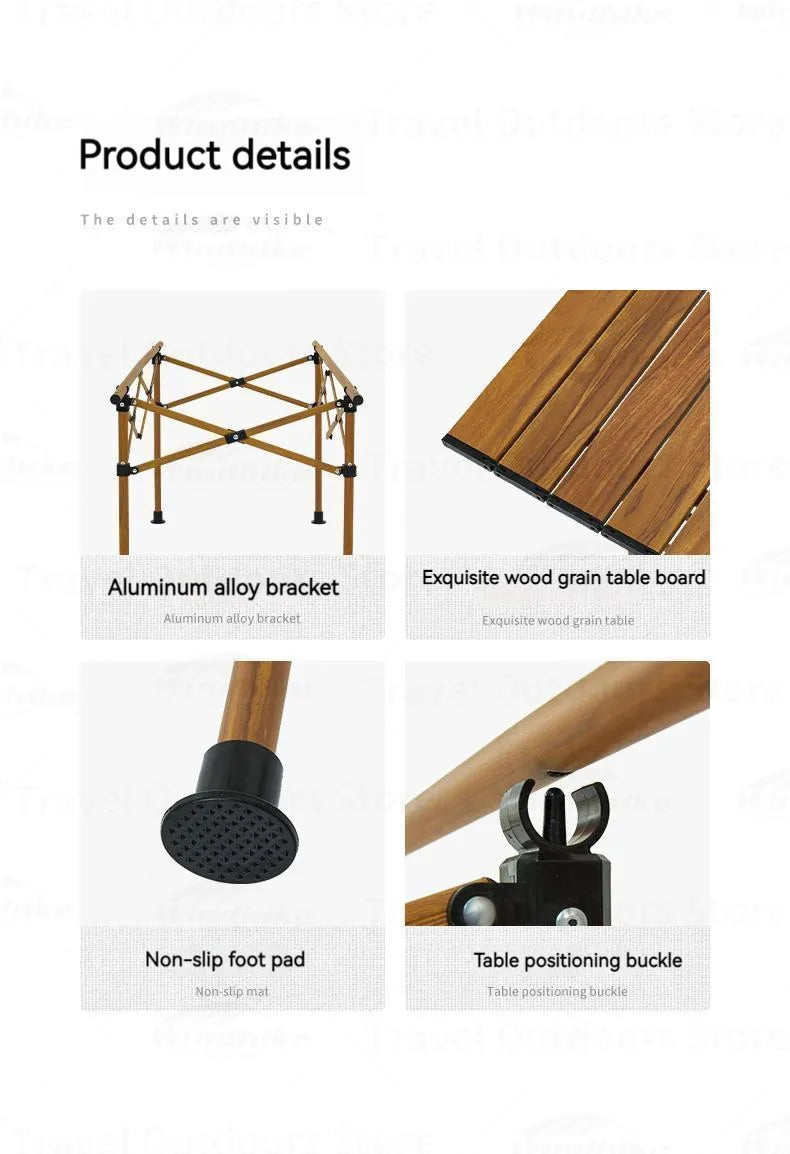 Naturehike Telescopic Folding Table Portable Retractable BBQ Table Outdoor Camping Table Bearing 30kg Aluminum Alloy Table Garden Picnic Party 2 Sizes