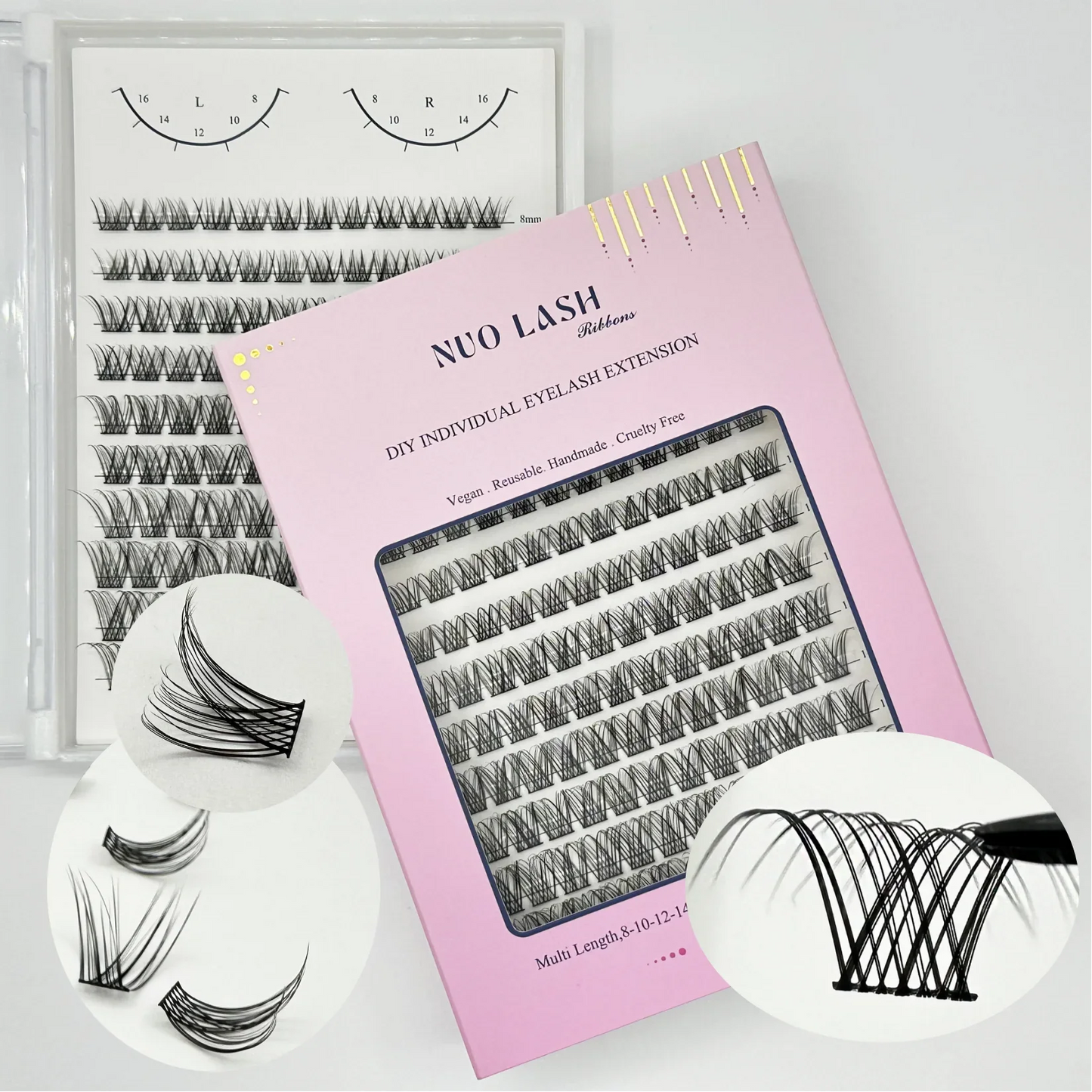NUO Makeup Luxury DIY Cluster Lash Extension Glue-Based Percut Eyelash Segment Individual Lashes 3D Ribbon Lashes Private Label