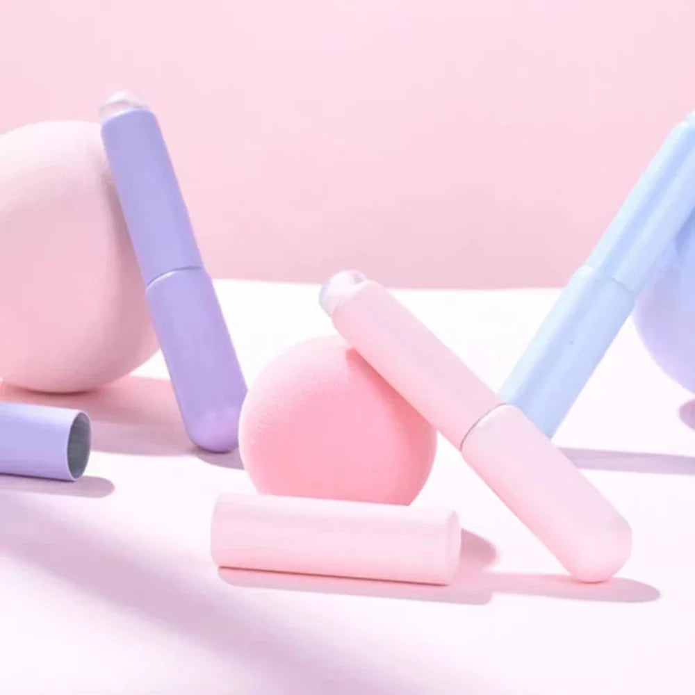 Upgrade Silicone Lip Brush With Cover Angled Concealer Brush Like Fingertips Q Soft Lipstick Makeup Brushes Round Head No Broken