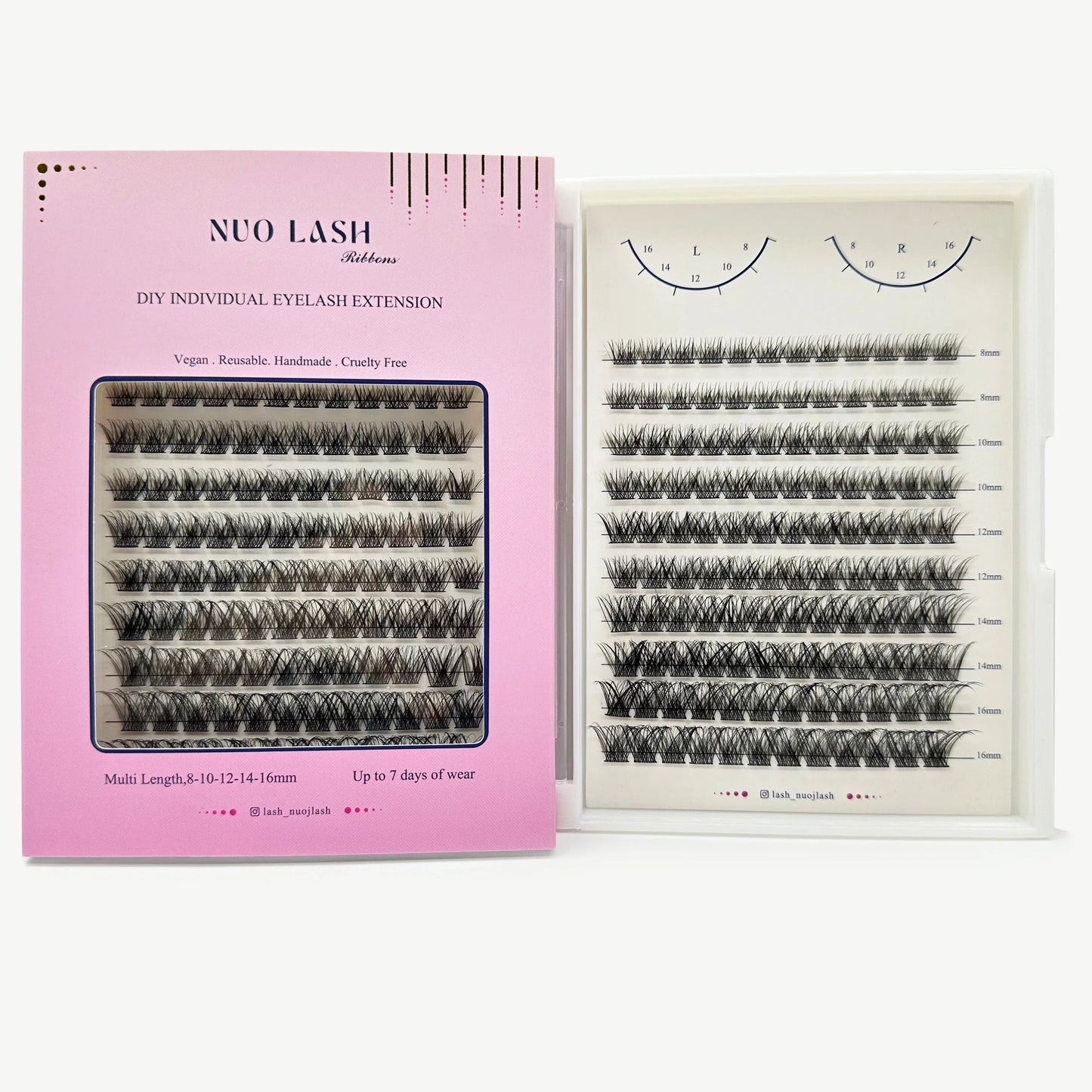 NUO Makeup Luxury DIY Cluster Lash Extension Glue-Based Percut Eyelash Segment Individual Lashes 3D Ribbon Lashes Private Label