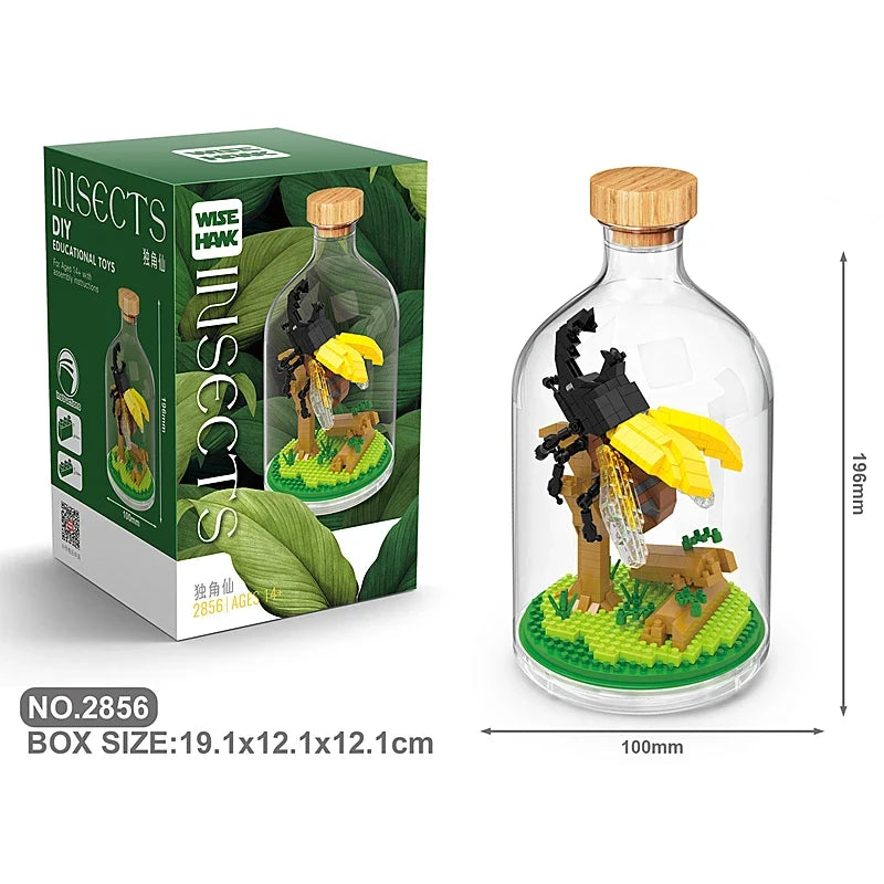 Creative Children's Building Blocks Set - Flamingo & Seahorse Educational Toys in Bottled Design