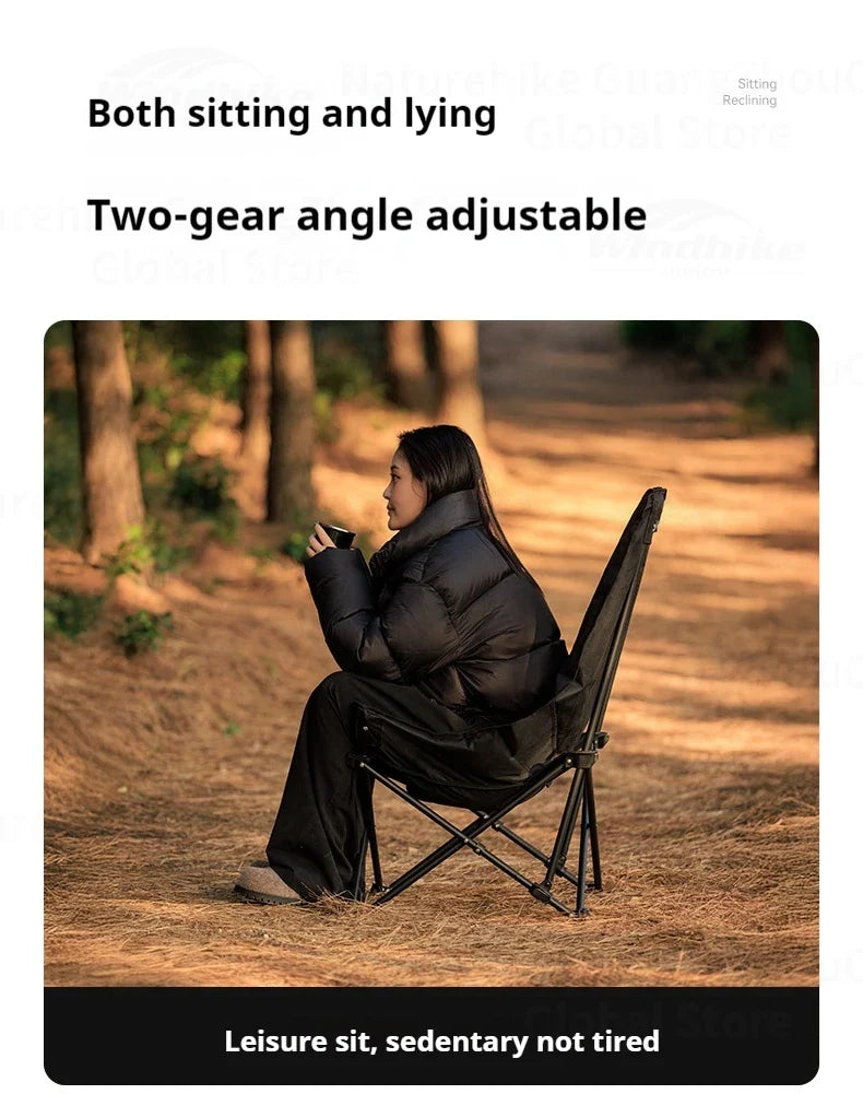 BLACKDOG Floating Moon Adjustable Recliner Folding Cotton Camping Lounge Moon Chair Carbon Steel Leisure Outdoor Fishing Picnic Thicken 600D Oxford Cloth