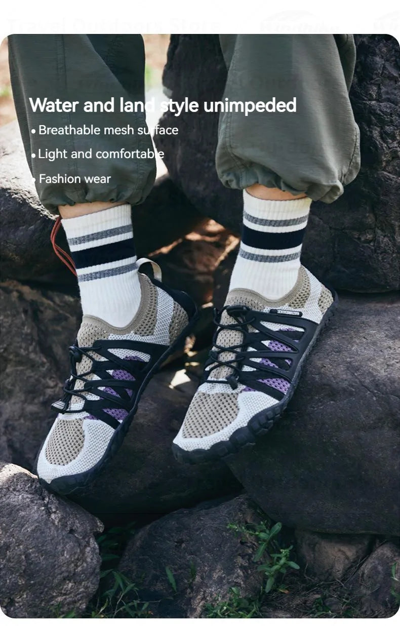 Naturehike Men's Aqua Wading Shoes Barefoot Sneakers Sport Upstream Non-slip Breathable Footwear for Sea Beach Diving Fishing Quick Dry Water Shoes