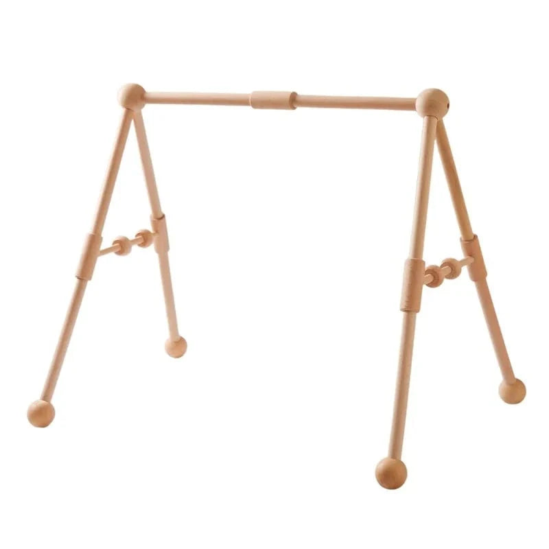 Wooden Baby Play Gym with Music Activity Mat for 0-12 Months - Sensory Development Toys with Mobile Bells for Limb Exercises