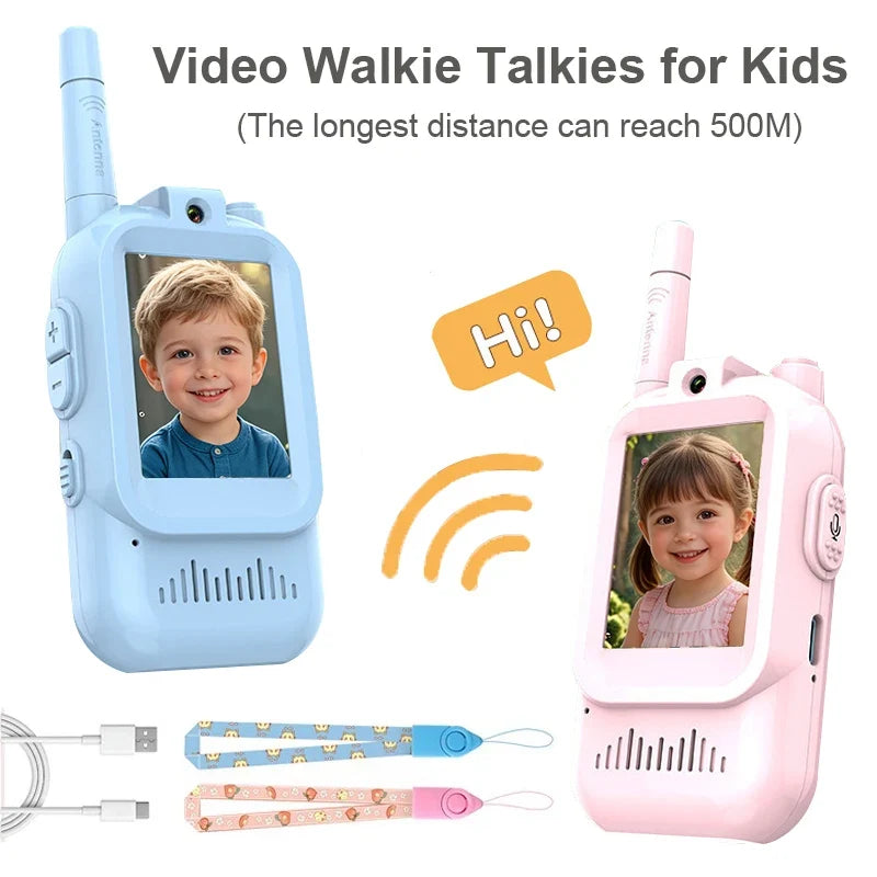 Exciting 2-Pack Video Walkie Talkies for Kids - Rechargeable Indoor & Outdoor Fun for Ages 3-12, Perfect Birthday Gifts!