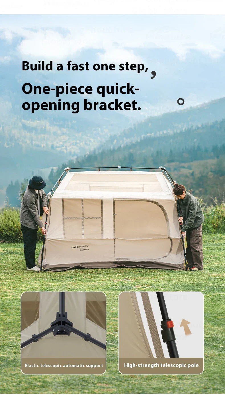 PRE-ORDER Naturehike VILLAGE 6.0 Gen 2 Flagship Edition Fast Automatic Cabin Tent Ti Black Coated Sunscreen Large 15m² Use Space 4 Person Waterproof