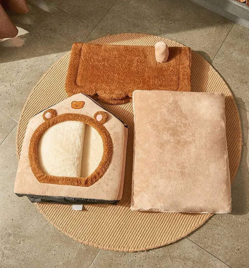 Foldable Washable Pet House Bed