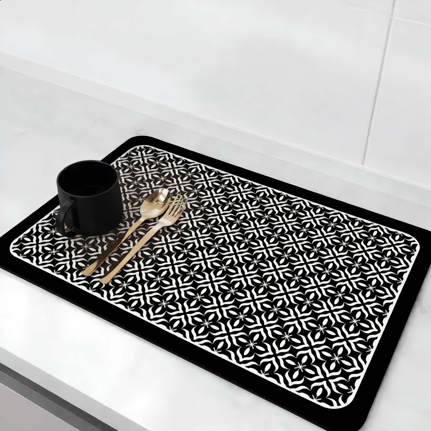 Dish Drying Mat Mandala Pattern Countertop Protector