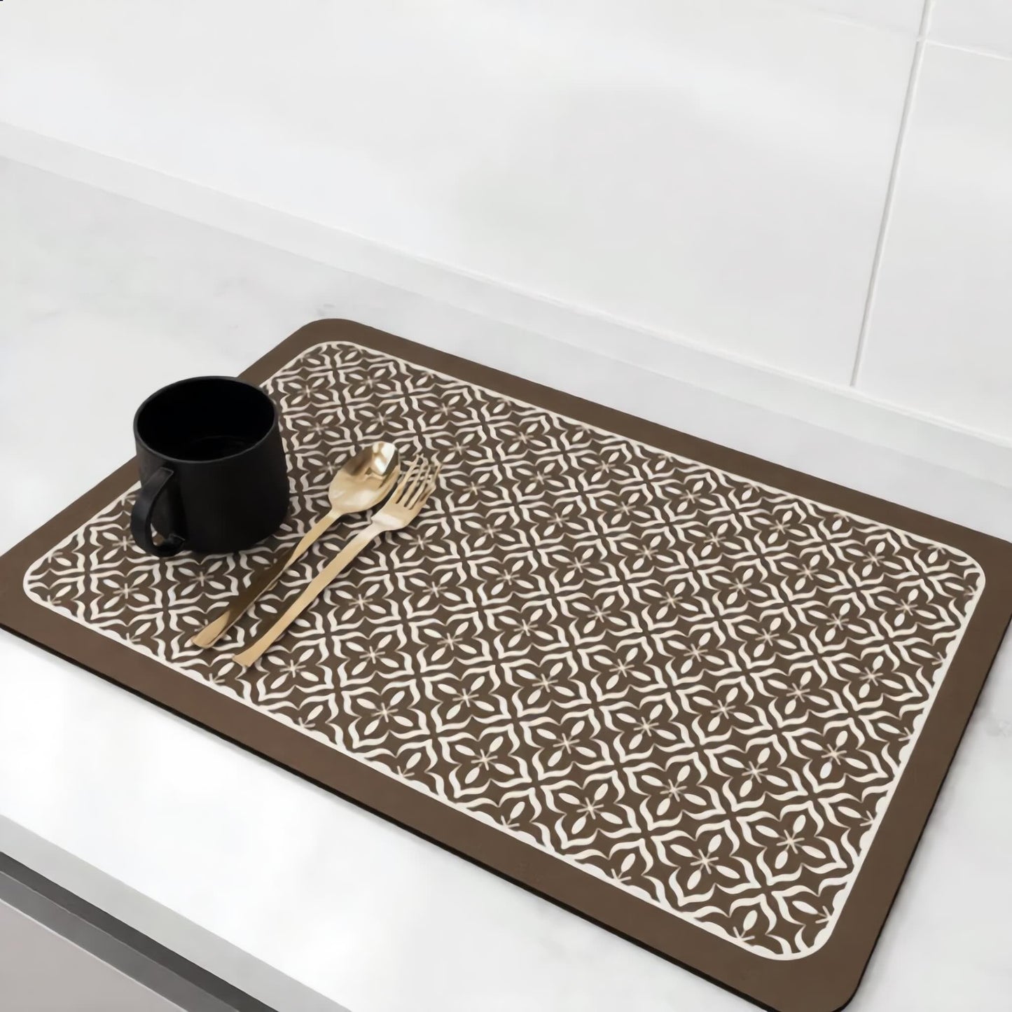 Dish Drying Mat Mandala Pattern Countertop Protector