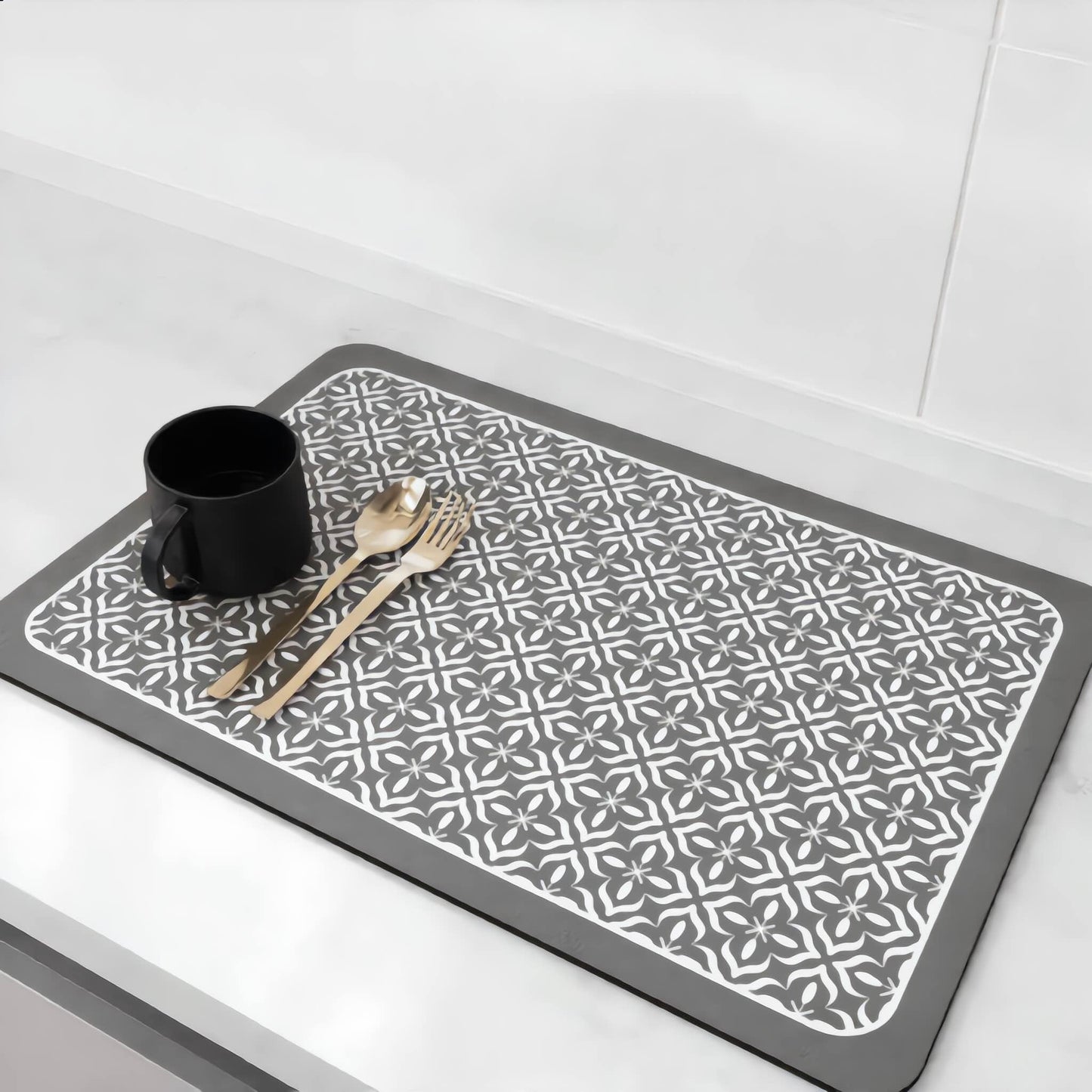 Dish Drying Mat Mandala Pattern Countertop Protector