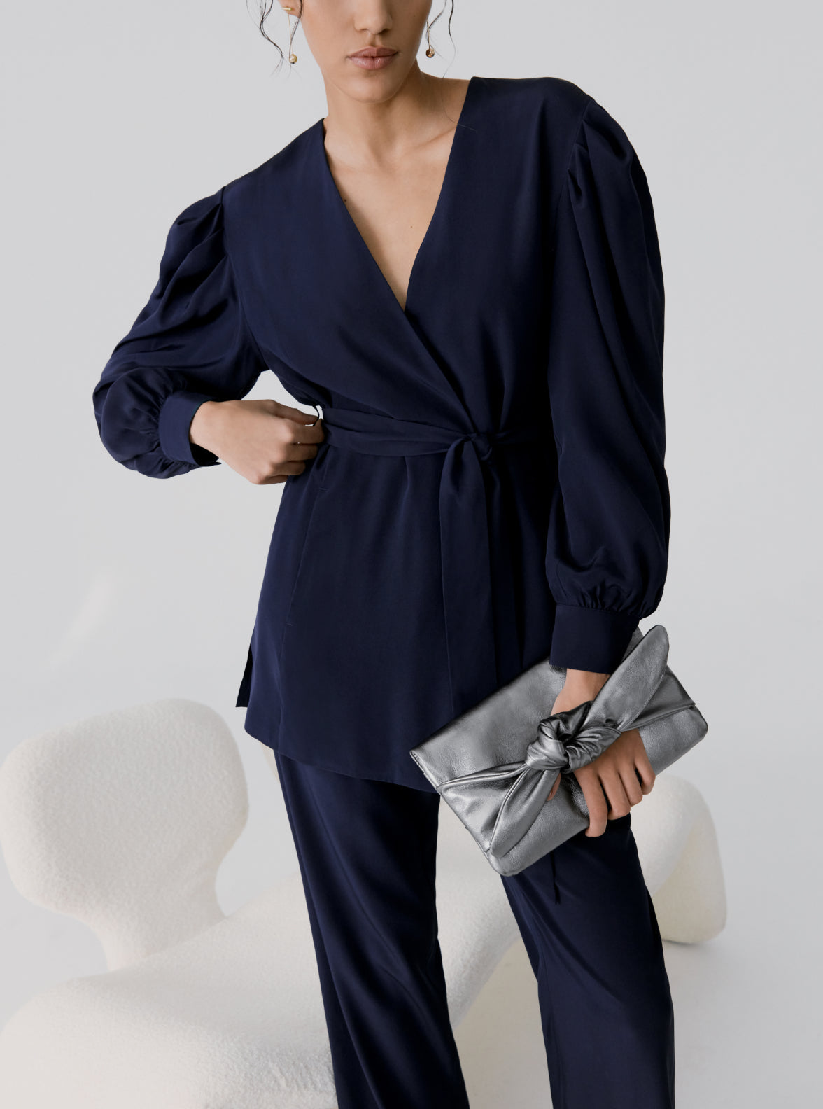 Silk Puff Sleeve Wrap