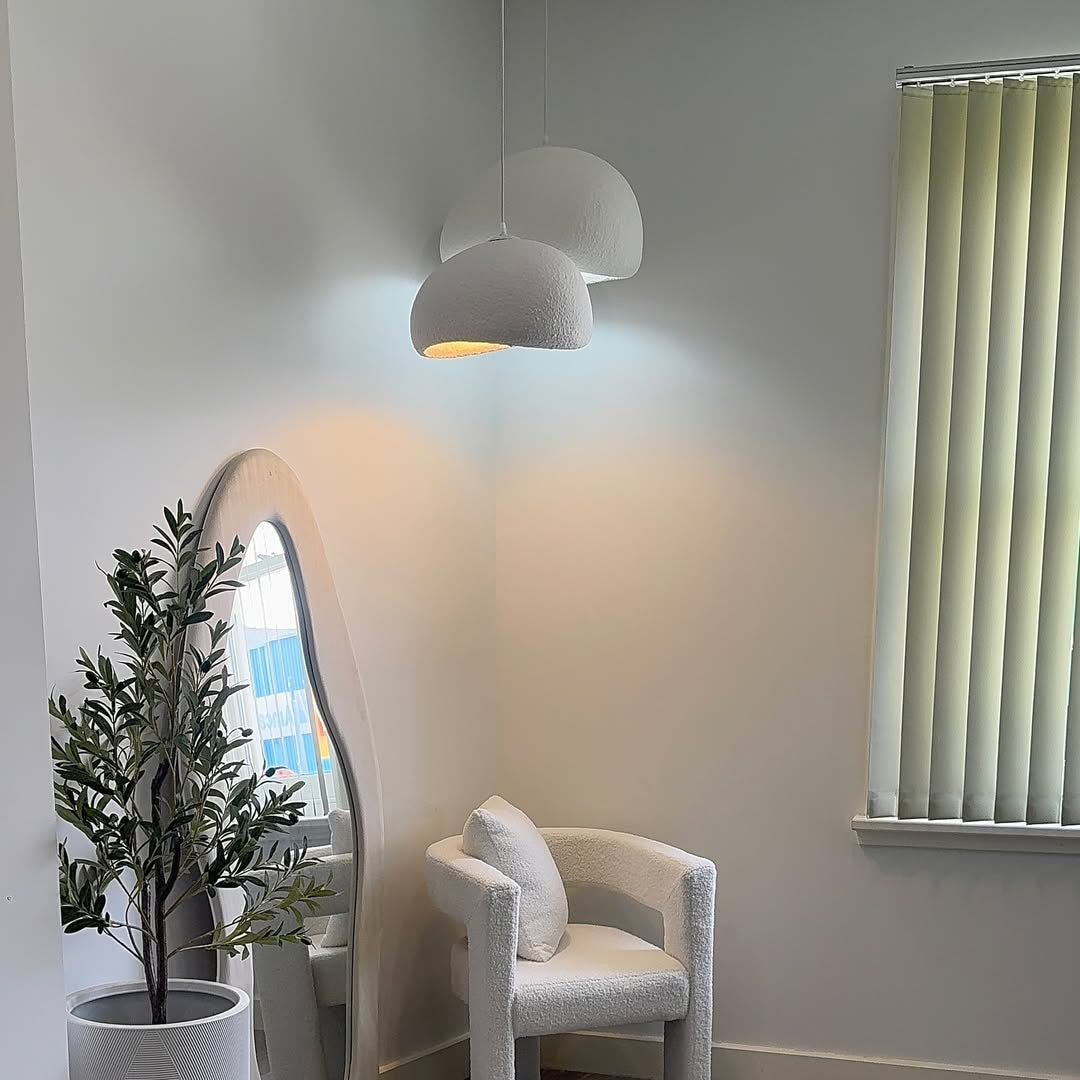 Wabi-Sabi Polystyrene Pendant Light With Spherical Dome Shade