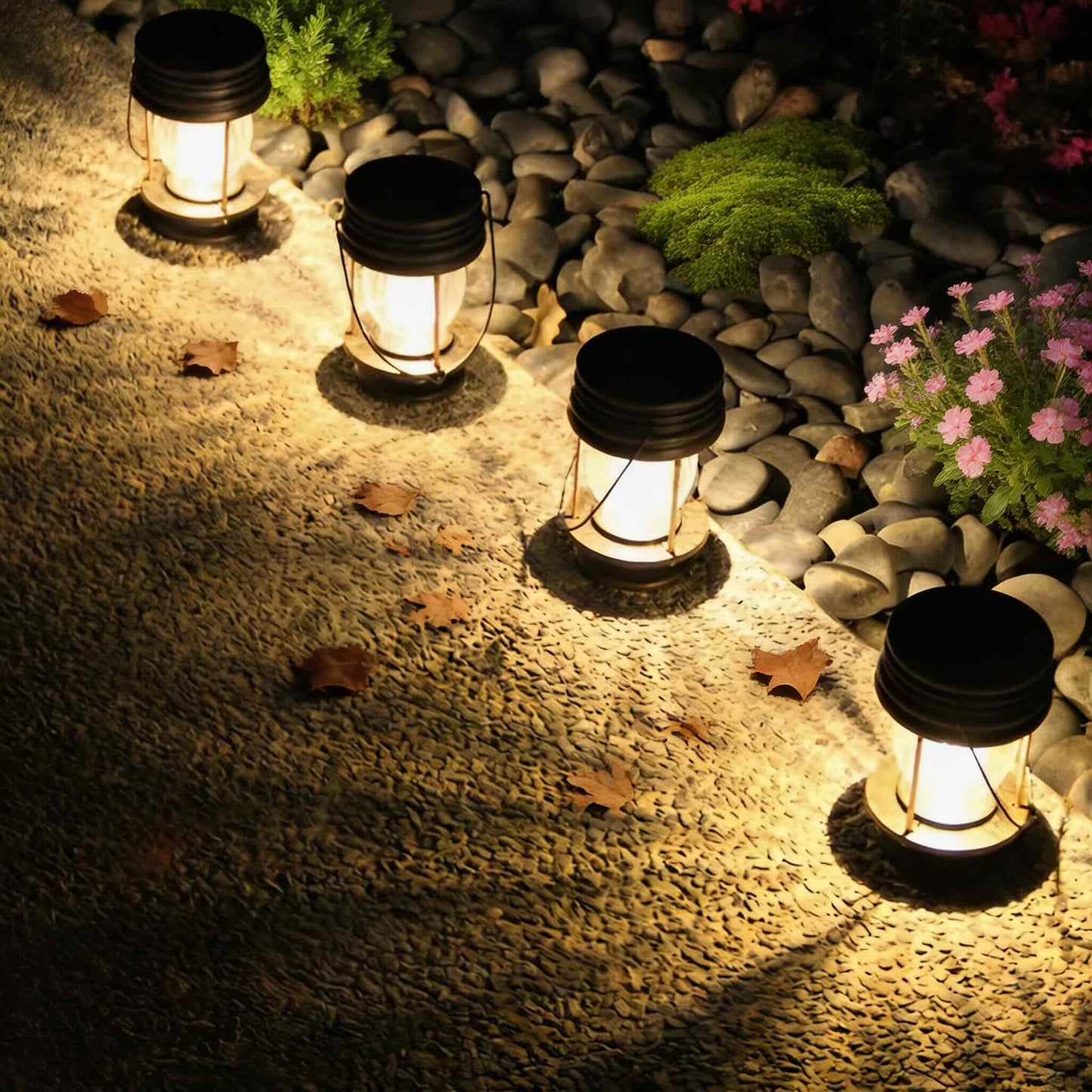 Solar Outdoor Lantern Waterproof LED Light Sensor Garden Lamp