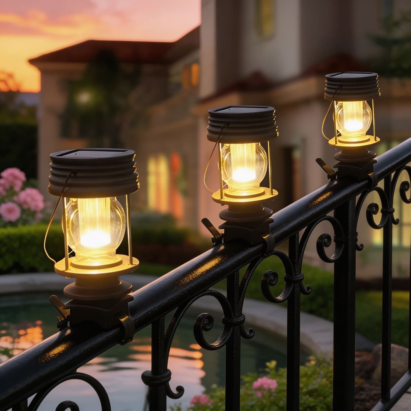 Solar Outdoor Lantern Waterproof LED Light Sensor Garden Lamp