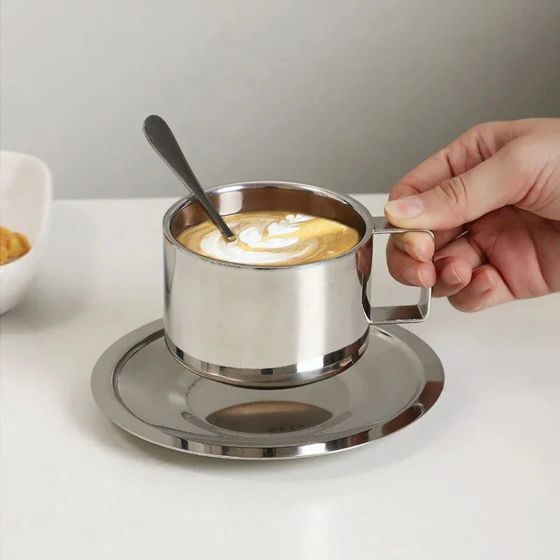 Stylish Coffee Mug Set with Tray and Spoon Durable and Temperature Retentive
