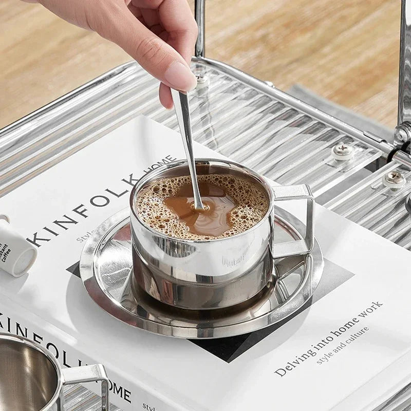 Stylish Coffee Mug Set with Tray and Spoon Durable and Temperature Retentive