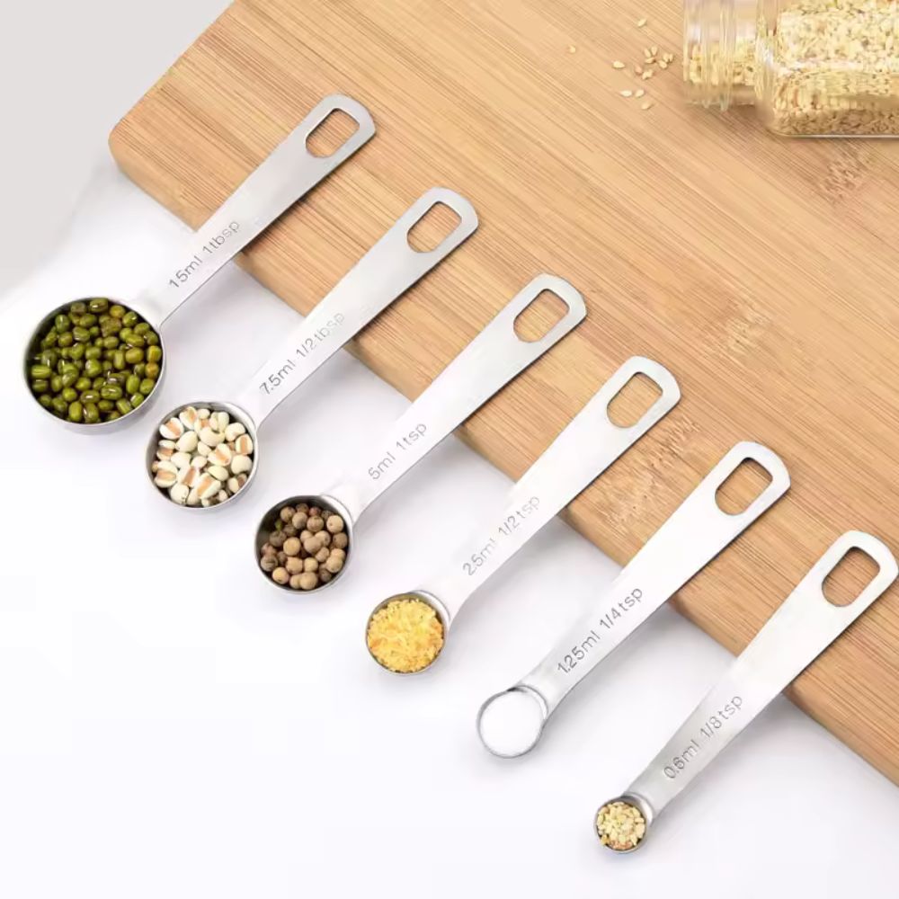 Measuring Spoon Set, 6 Piece, Metric Capacity, Hanging Handle