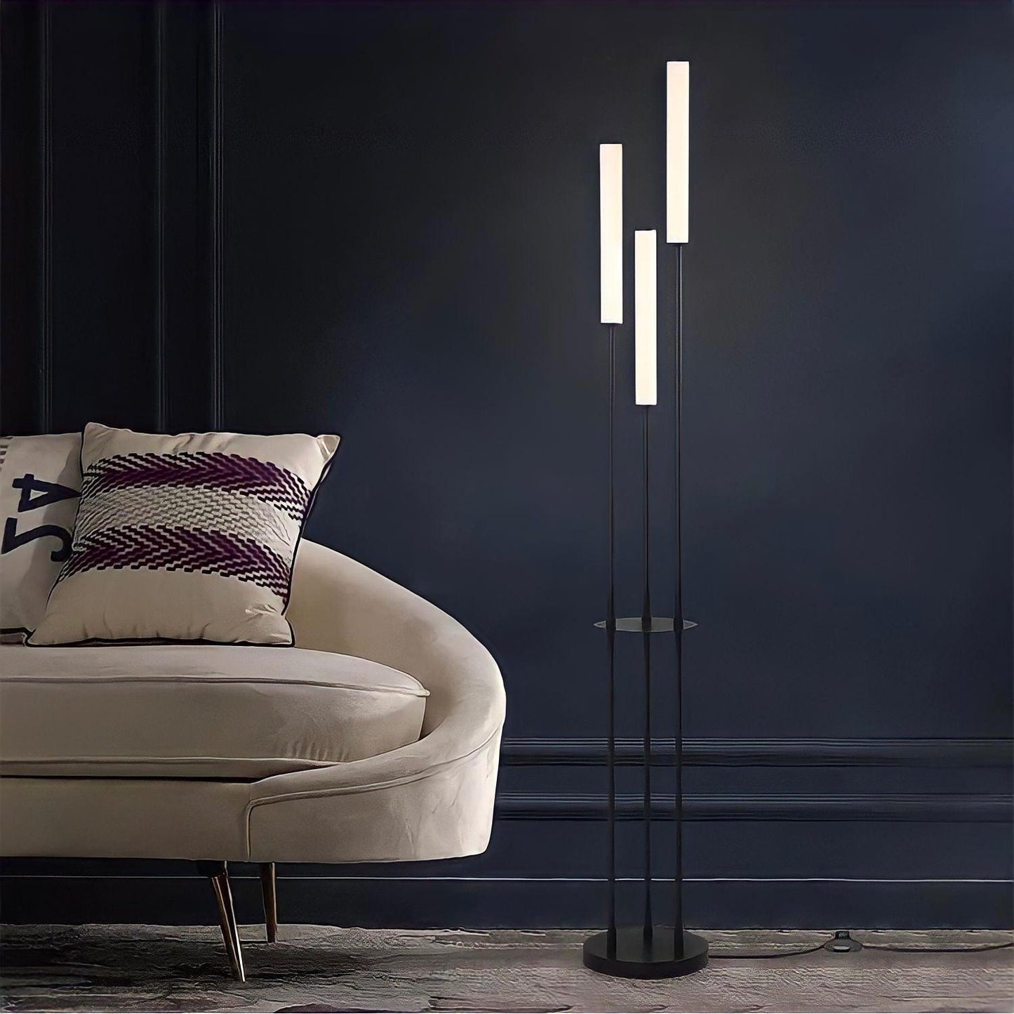 Modern 3-Light LED Floor Lamp With Tall Tube Shades