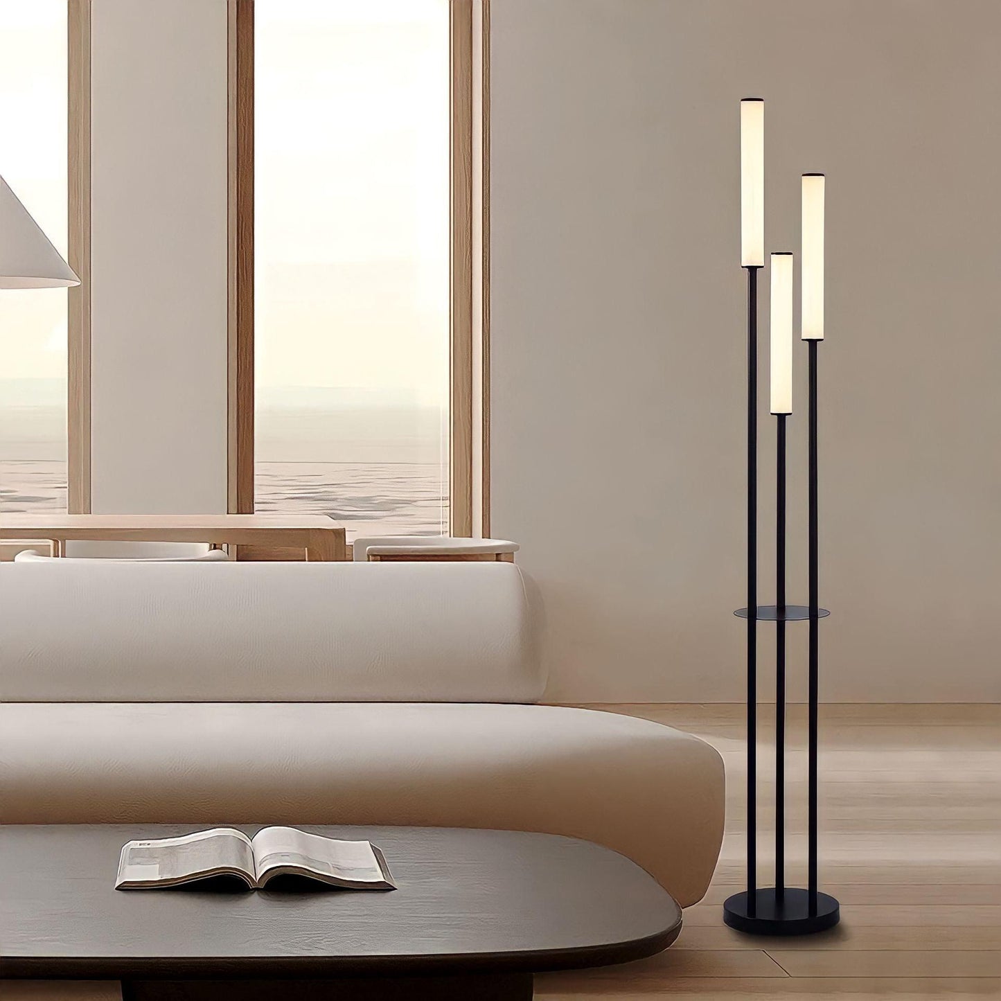 Modern 3-Light LED Floor Lamp With Tall Tube Shades