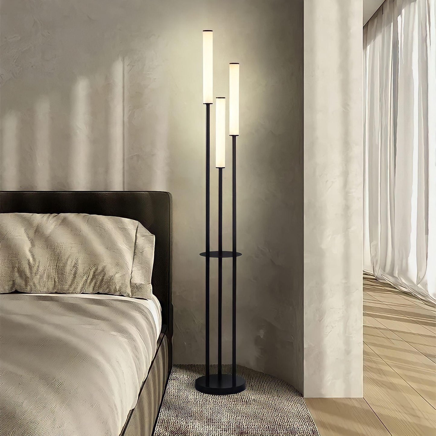 Modern 3-Light LED Floor Lamp With Tall Tube Shades