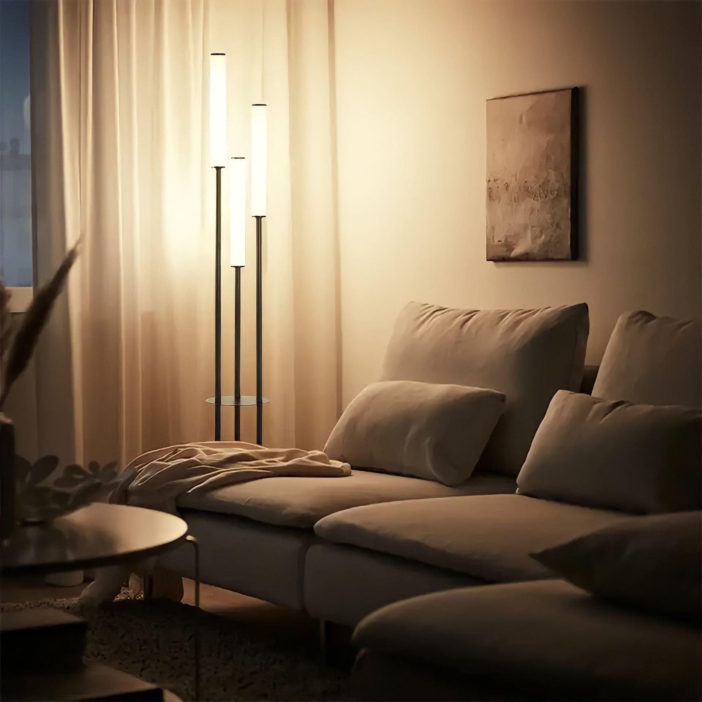 Modern 3-Light LED Floor Lamp With Tall Tube Shades