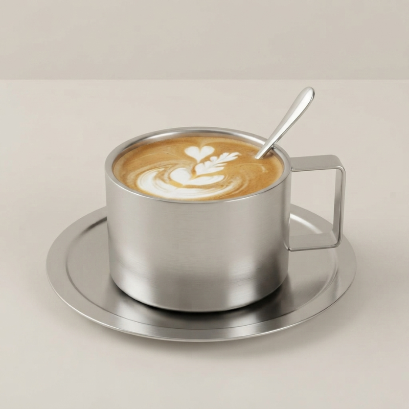 Stylish Coffee Mug Set with Tray and Spoon Durable and Temperature Retentive