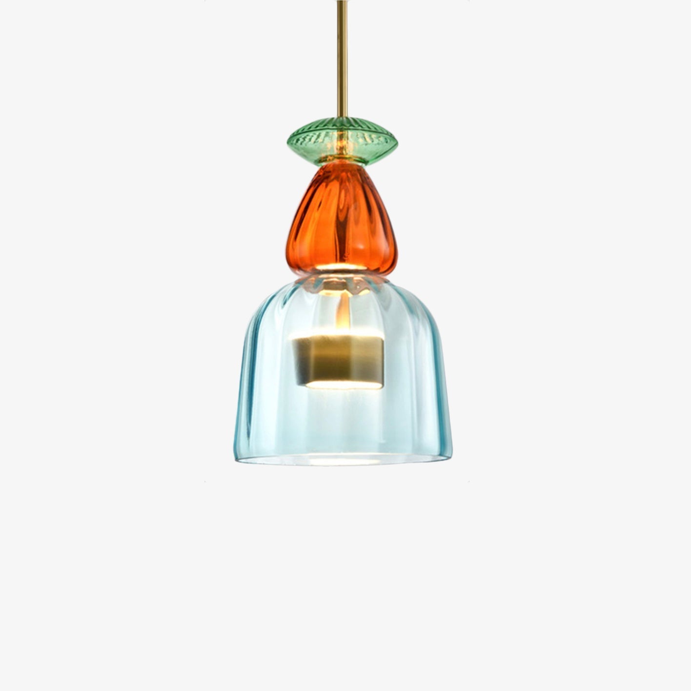 Coloured Glass Multi Pendant Lights With LED Light
