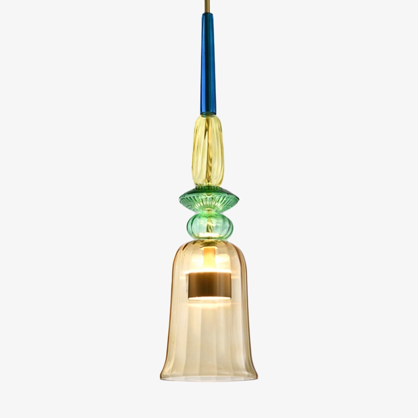 Coloured Glass Multi Pendant Lights With LED Light