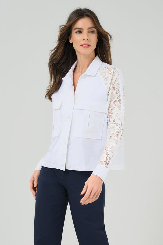 Sutton Lace Sleeve Trucker Jacket