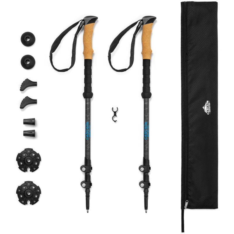 Carbon Fiber Quick Lock Trekking Poles (Cork Grip) - Grey