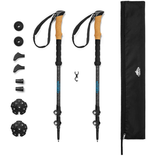 Carbon Fiber Quick Lock Trekking Poles (Cork Grip) - Grey