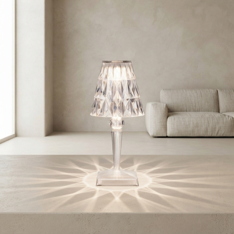 LED Table Lamp Rechargeable Cordless Diamond Design Ambient Light