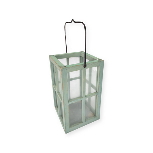 Teal Window Pane Lantern