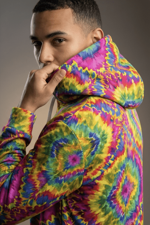 Sublimated Tie Dye Pullover – Psychedelic Fractal Streetwear - All-Season Festival Hoodie