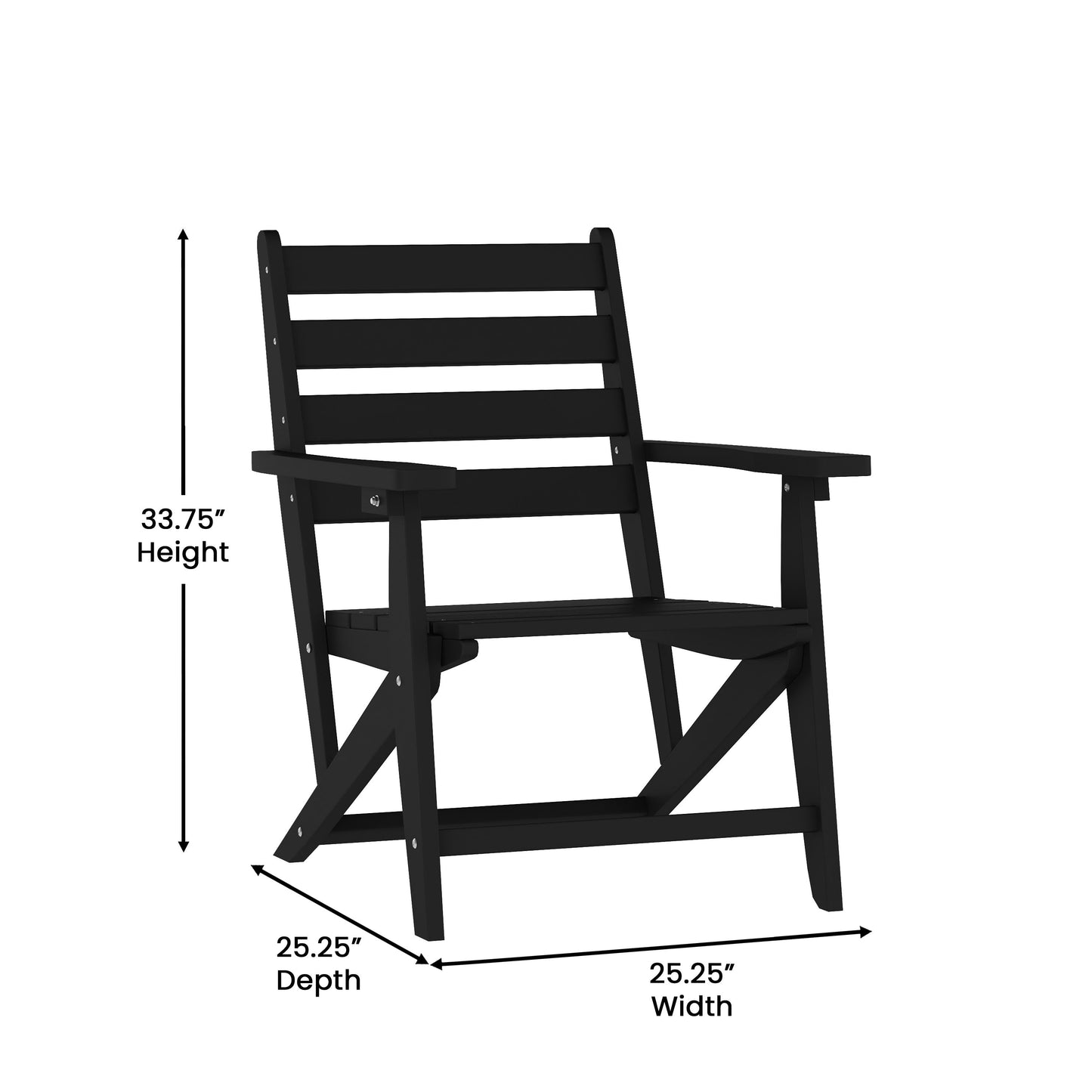 Tolleson Commercial Grade Adirondack Dining Chair with Fold Out Cup Holder, Weather Resistant Recycled HDPE Adirondack Chair
