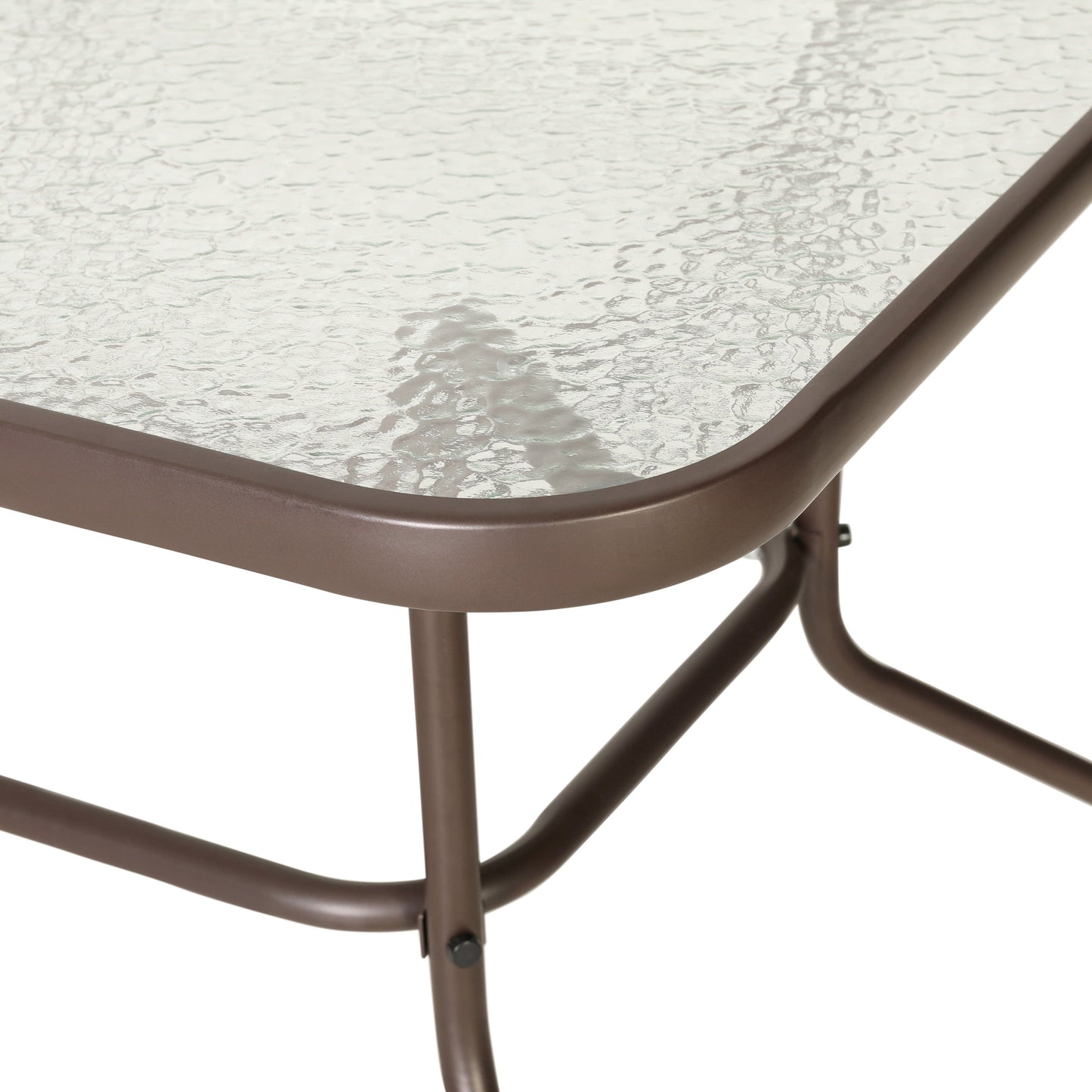 Tory 31.5" x 55" Rectangular Tempered Glass Metal Table with Umbrella Hole