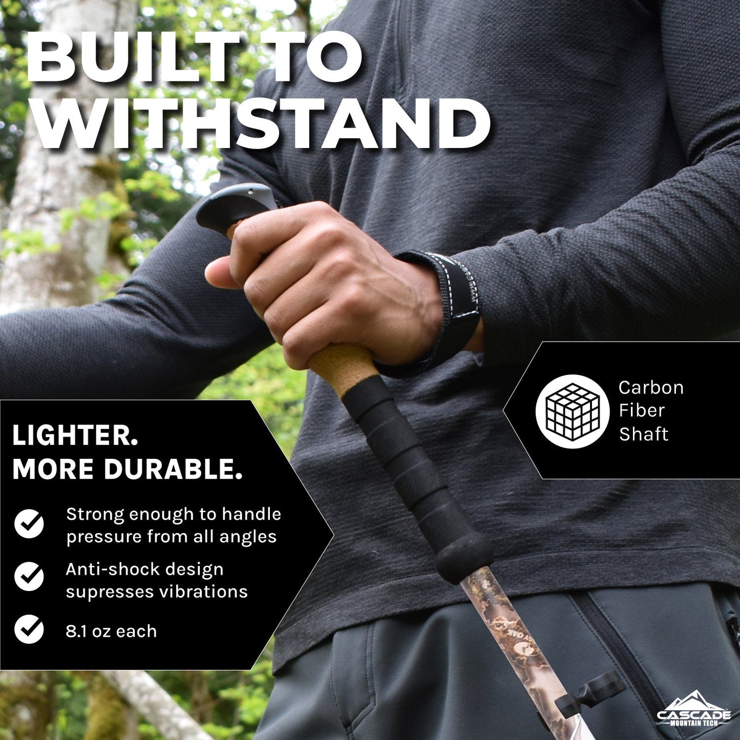 Carbon Fiber Quick Lock Trekking Poles w/ Mossy Oak Elements Contour Pattern