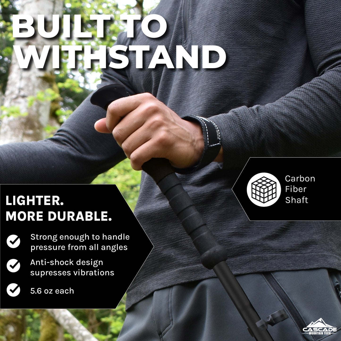 Ultralight Carbon Fiber Quick Lock 2-Section Trekking Poles